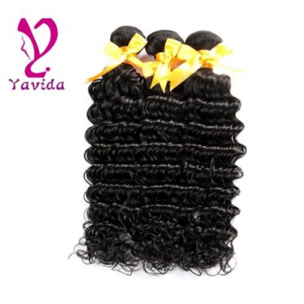 7A Virgin Peruvian Deep Wave Curly Wavy Human Hair Extensions 3 Bundles/300g #2 image