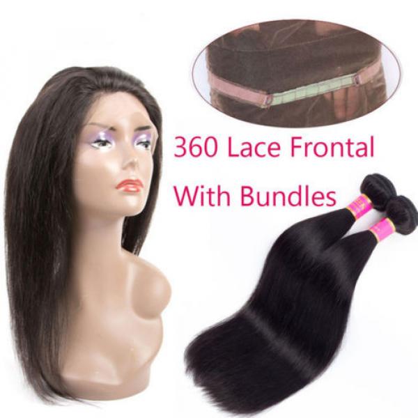 TOP Straight Virgin Hair 360 Lace Frontal with 2 Bundles Peruvian Virgin Hair 8A #2 image