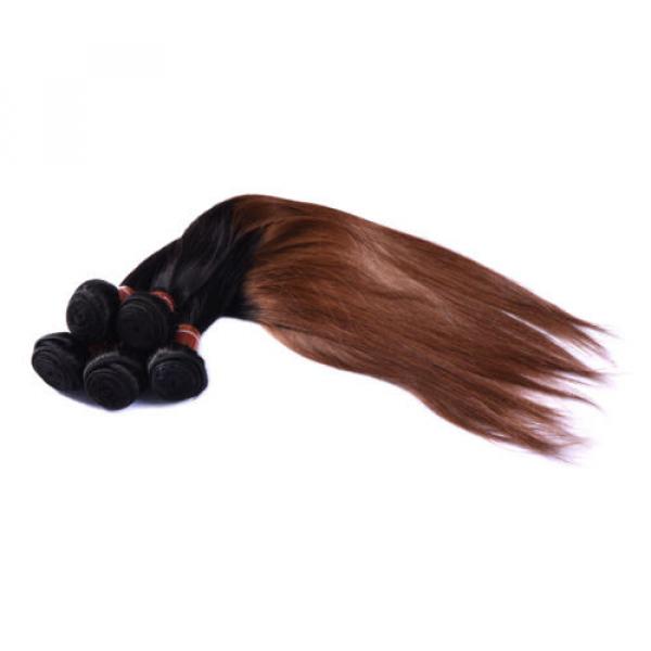 4 Bundles 50G Peruvian Virgin Straight Ombre Human Hair Extensions Weave Weft #5 image