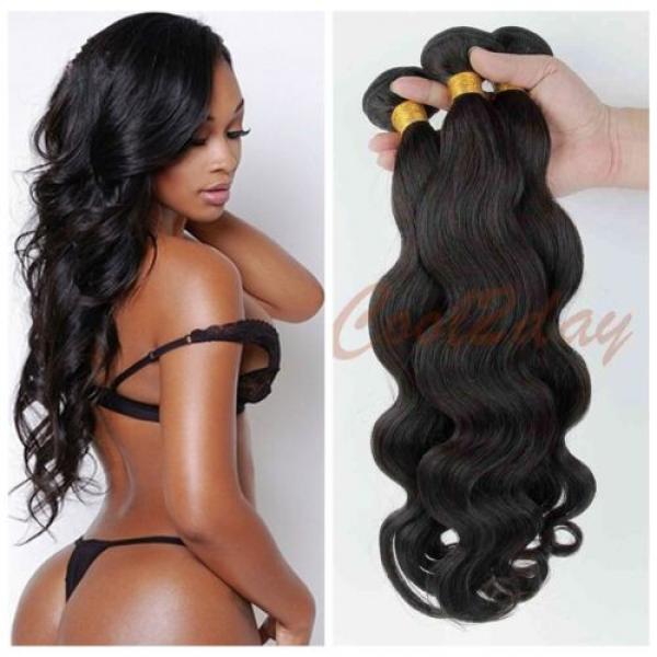 3 Bundles 100% Peruvian Human Virgin Hair Wavy Body Wave Weave Weft 150g all #3 image