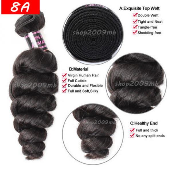 8A 3 Bundles Loose Wave Curly Peruvian Virgin Human Hair Extensions Weave Weft #3 image