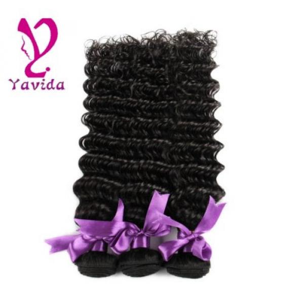 300g/3 Bundles 7A Virgin Peruvian Deep Wavy Wave Curly Human Hair Weft Extension #3 image