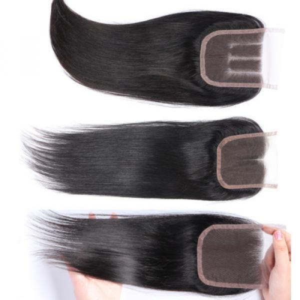 4&#034;x4&#034; Peruvian 8A Virgin Remy Human Hair Unprocessed Silk Straight Lace Closure #3 image