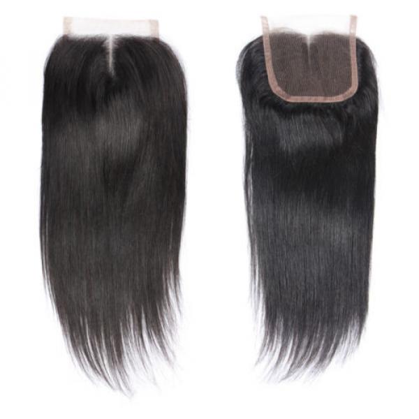 4&#034;x4&#034; Peruvian 8A Virgin Remy Human Hair Unprocessed Silk Straight Lace Closure #4 image