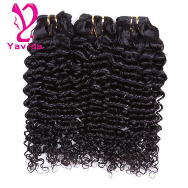7A Virgin Peruvian Human Hair Extensions Weave 3 Bundles Deep Wave Curly Hair #2 image