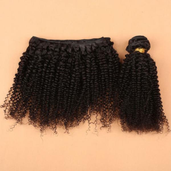 7A Peruvian Kinky Curly hair 3 Bundles with Lace Closure 100% Human Virgin Hair #5 image