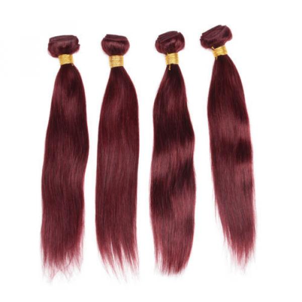 Peruvian Virgin Human Hair Extensions 4 Bundles Straight Human Hair Color 99j #2 image