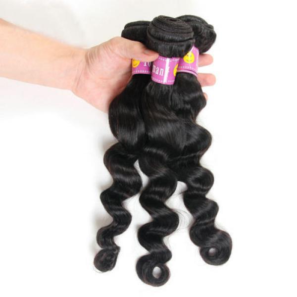 3PCS/300g Peruvian Loose Wave Virgin Human Hair Extensions Weft 100% Unprocessed #4 image