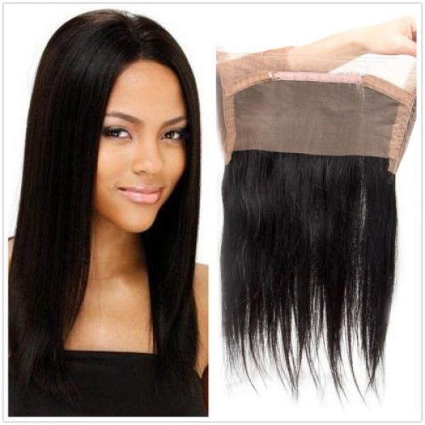 360 Lace Frontal Closure Straight Weave Peruvian Virgin Human Hair Natural Black #1 image