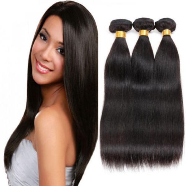 3Bundles Unprocessed Virgin Peruvian Straight Hair Extension Human Weave lot #1 image