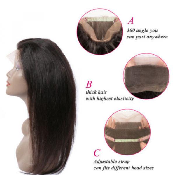360 Lace Frontal Closure With 4 Bundles Peruvian Virgin Human Hair Silk Straight #3 image