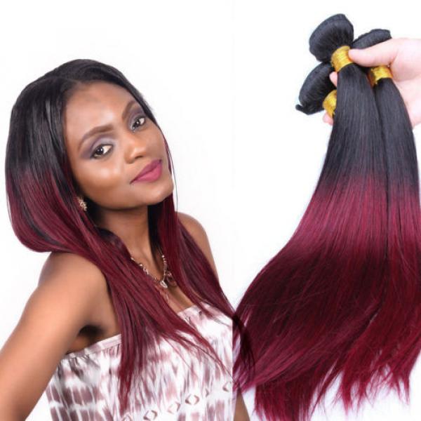 Ombre Color 1B/99J 3 Bundles Straight Real Virgin Peruvian Human Hair Extensions #1 image