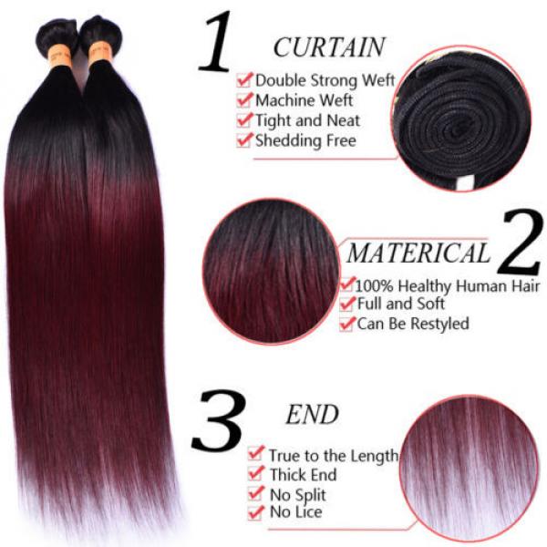 Ombre Color 1B/99J 3 Bundles Straight Real Virgin Peruvian Human Hair Extensions #2 image