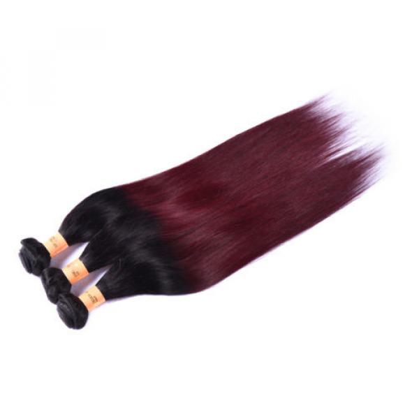 Ombre Color 1B/99J 3 Bundles Straight Real Virgin Peruvian Human Hair Extensions #5 image