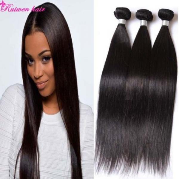 3 Bundles/300g 100% Unprocessed Virgin Peruvian Straight Hair Extensions Weft #1 image