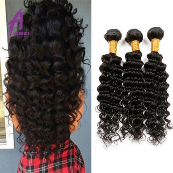 Deep Wave Peruvian Virgin Human Hair Extensions Weave 3 Bundles/300g Curly 7A #1 image