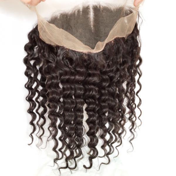 Peruvian Virgin Human Hair Deep Wave 360 Lace Frontal Closure With 4 Bundles #5 image