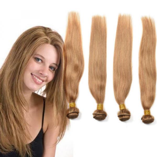 4Bundles Indian Peruvian Virgin Hair Extension Human Hair Weft Straight Weaving #1 image