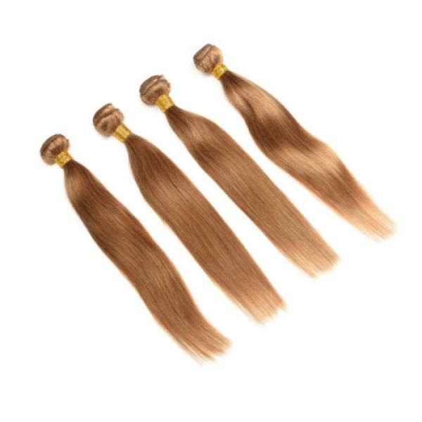 4Bundles Indian Peruvian Virgin Hair Extension Human Hair Weft Straight Weaving #4 image