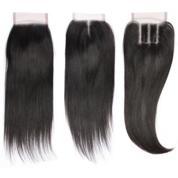 7A Virgin Peruvian 4 Bundles Straight Human Hair Weave+1pcs Lace Closure Hair #4 image