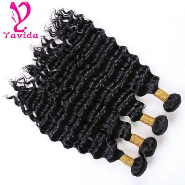 400g 4Bundles Deep Wave Wavy Peruvian Virgin Hair Human Hair Extensions Weave #5 image