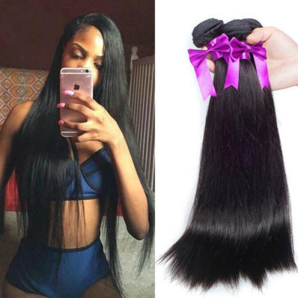 Peruvian straight Virgin Hair Weave 3Bundle Human Hair Extension 100%Unprocessed #1 image