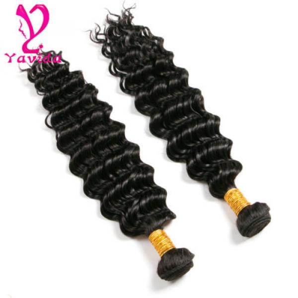 Cheap Deep Wave 2 Bundles 100% Virgin Peruvian Human Hair Extensions Weave 200g #1 image