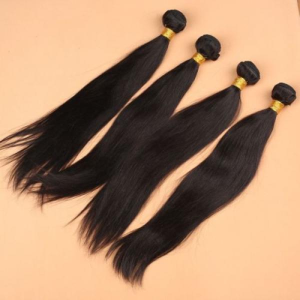 Peruvian Straight Virgin Hair With Silk Base Closure With Baby Hair 4 Bundles #3 image