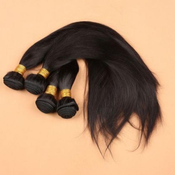 Peruvian Straight Virgin Hair With Silk Base Closure With Baby Hair 4 Bundles #4 image
