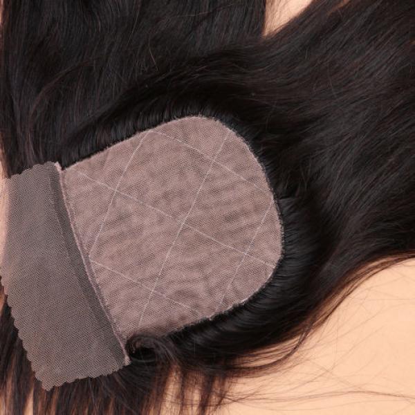 Peruvian Straight Virgin Hair With Silk Base Closure With Baby Hair 4 Bundles #5 image