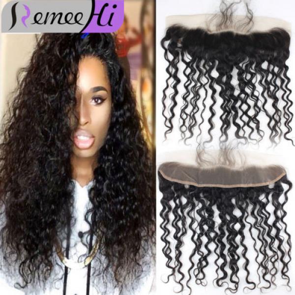 Peruvian Deep curly  Virgin Human Hair 13&#034;x2&#039;lace frontal closure Bleach knots #1 image