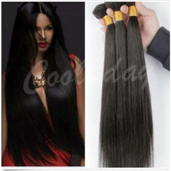 3 Bundles 20&#034; Virgin Peruvian 100% Human Hair Weave Extensions Straight Wefts #1 image