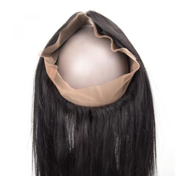 Straight Weave Peruvian Virgin Human Hair 360 Lace Frontal Closure Natural Black #3 image