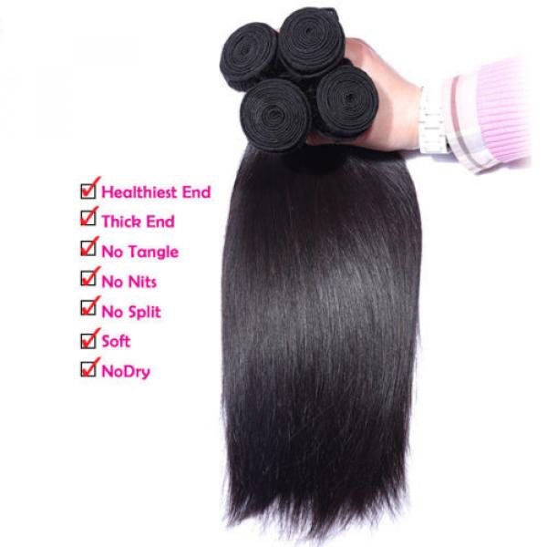 Peruvian Straight Virgin Hair Weft 4 Bundles 200g with Lace Frontal Closure DHL #3 image