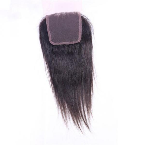 Peruvian Straight Virgin Hair Weft 4 Bundles 200g with Lace Frontal Closure DHL #4 image