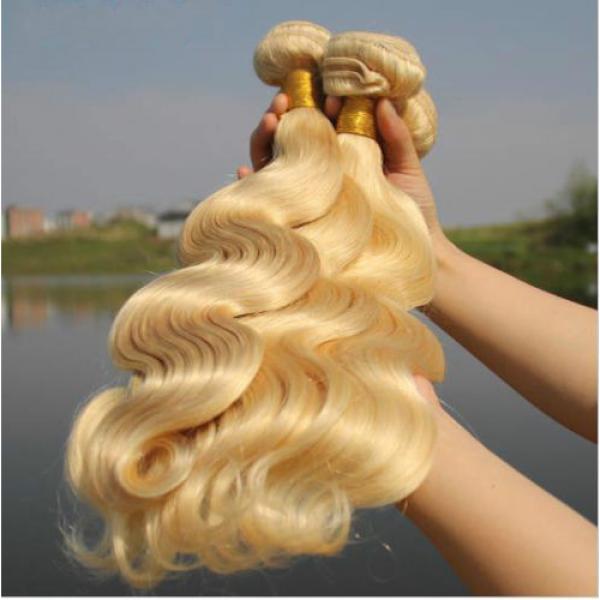 100% Peruvian Virgin Blonde Hair  Extensions 3 Bundles Humam Body Wave Hair #2 image