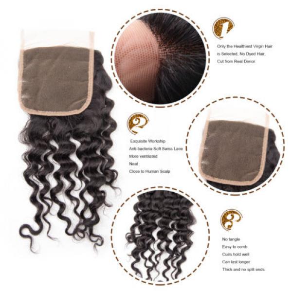 Peruvian Virgin Hair Deep Wave Human Hair Weft 3 Bundles 300g with Lace Closure #3 image