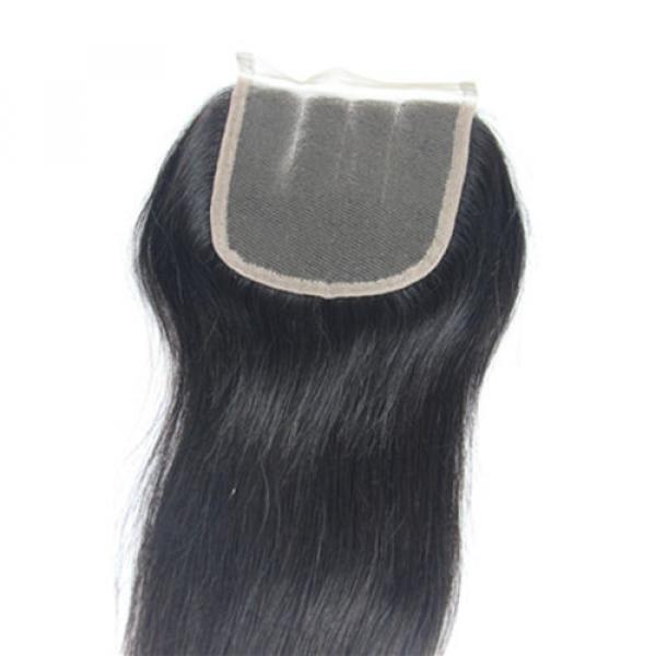 4&#034;X4&#034; Lace Closure Peruvian Virgin Human Hair Hairpiece Extensions Natural Black #3 image
