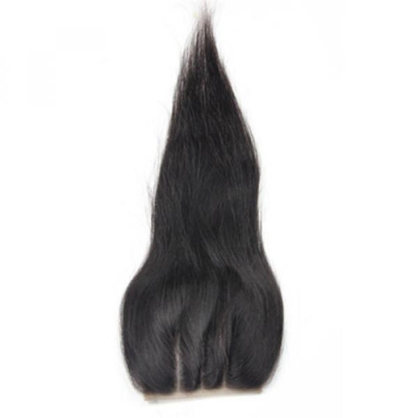 4&#034;X4&#034; Lace Closure Peruvian Virgin Human Hair Hairpiece Extensions Natural Black #4 image
