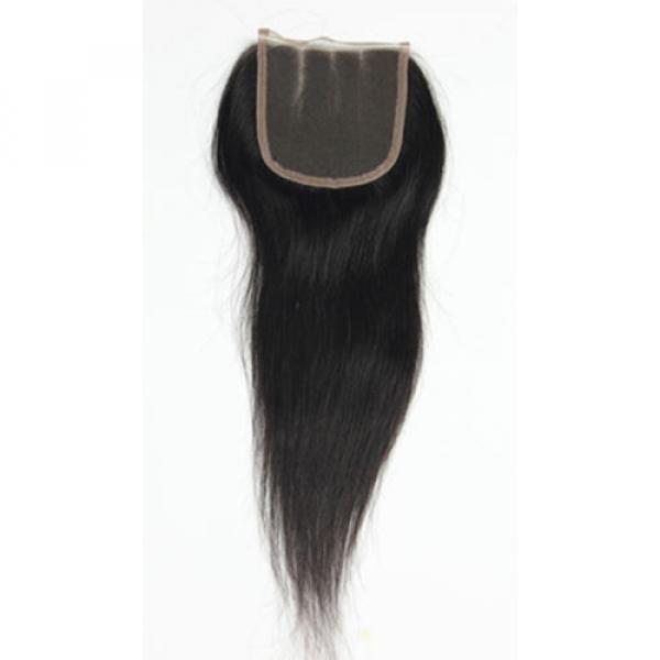 4&#034;X4&#034; Lace Closure Peruvian Virgin Human Hair Hairpiece Extensions Natural Black #5 image