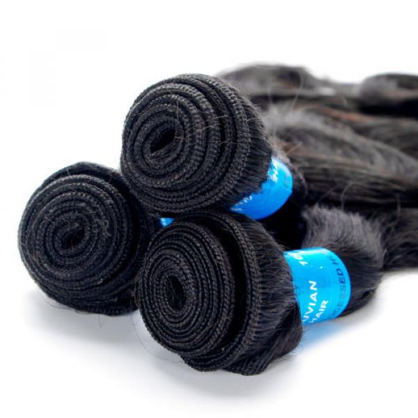 3 Bundles Body Wave Human Hair Weft Virgin Peruvian Hair Extensions Weave Black #2 image