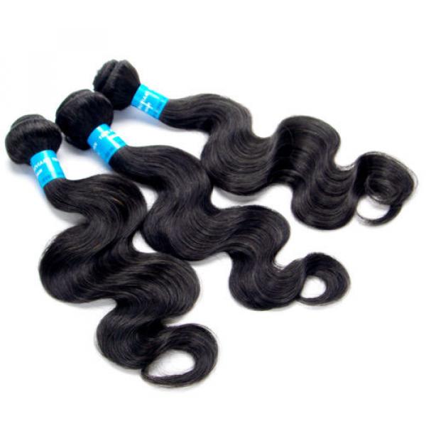 3 Bundles Body Wave Human Hair Weft Virgin Peruvian Hair Extensions Weave Black #3 image