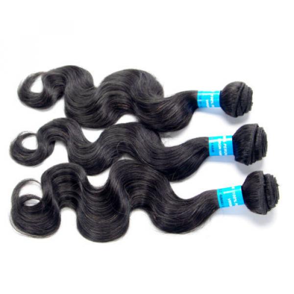 3 Bundles Body Wave Human Hair Weft Virgin Peruvian Hair Extensions Weave Black #4 image