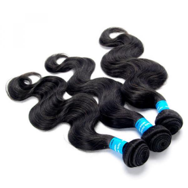 3 Bundles Body Wave Human Hair Weft Virgin Peruvian Hair Extensions Weave Black #5 image