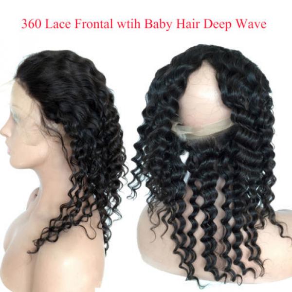 8A Peruvian Virgin Hair 360 Lace Frontal Closure with 2 Bundles Deep Wave #4 image