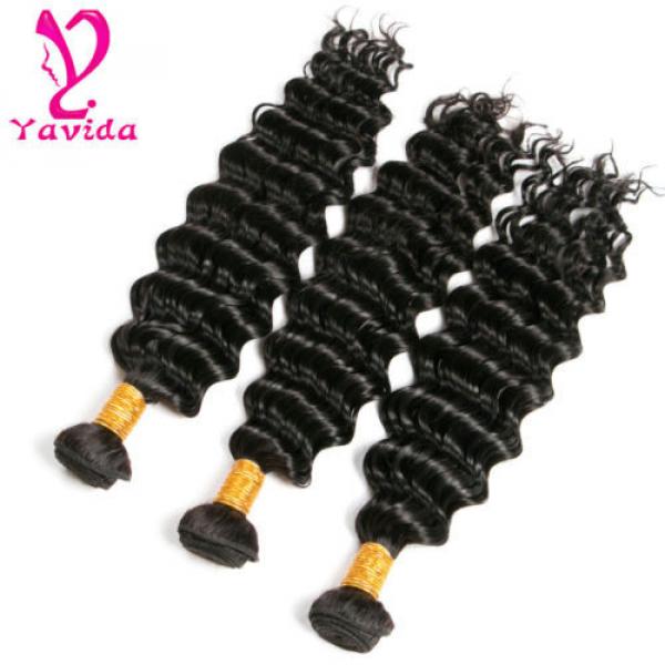 7A Deep Wavy Curly Peruvian Virgin Human Hair Extensions Weave 3 Bundles 300G #1 image
