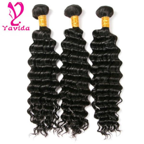 7A Deep Wavy Curly Peruvian Virgin Human Hair Extensions Weave 3 Bundles 300G #2 image