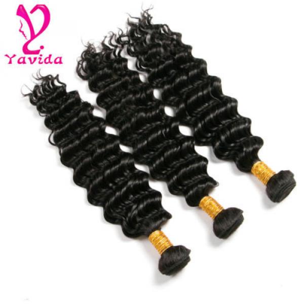 7A Deep Wavy Curly Peruvian Virgin Human Hair Extensions Weave 3 Bundles 300G #4 image