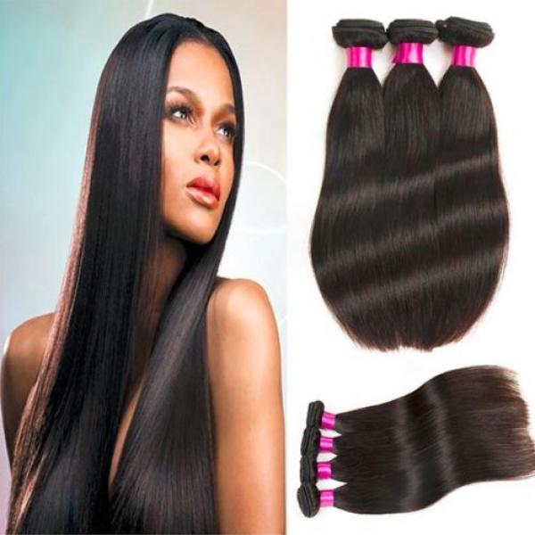 3 bundles Peruvian Straight Wave Virgin Human Hair Extension Grade 6A 300g #1 image