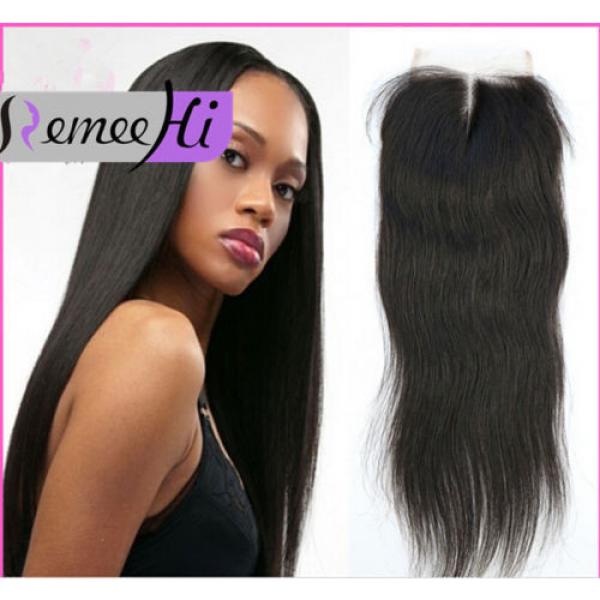 8A 4&#034;X4&#034; Lace Closure Brazilian Virgin Peruvian Human Hair  hairpiece extension #2 image